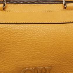 Pre Owned CH Carolina Herrera Dark Yellow Grained Leather Tote