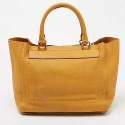 Pre Owned CH Carolina Herrera Dark Yellow Grained Leather Tote