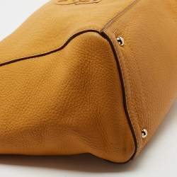 Pre Owned CH Carolina Herrera Dark Yellow Grained Leather Tote