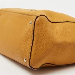 Pre Owned CH Carolina Herrera Dark Yellow Grained Leather Tote