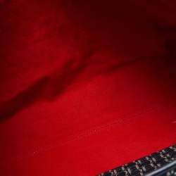 Pre Owned CH Carolina Herrera Navy Blue/White Monogram Canvas and Leather Shopper Tote