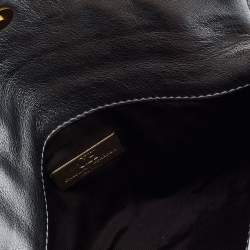 Pre Owned CH Carolina Herrera Metallic Silver Monogram Leather Tassel Clutch