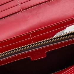Pre Owned CH Carolina Herrera Cream/Red Monogram Coated Canvas Continental Wallet