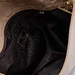 Pre Owned CH Carolina Herrera Beige Leather Chain Flap Shoulder Bag