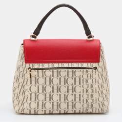 Pre Owned CH Carolina Herrera Multicolor Monogram Coated Canvas Top Handle Bag