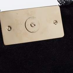 Pre Owned CH Carolina Herrera Black/White Tweed Flap Shoulder Bag