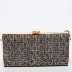 Pre Owned CH Carolina Herrera Silver/Gold Glitter Chain Clutch