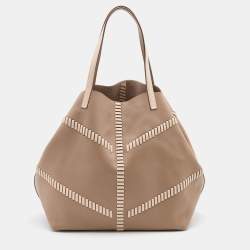 Pre Owned CH Carolina Herrera Taupe Leather Tote