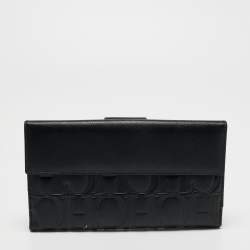 مملوكة مسبقًا CH Carolina Herrera Black Monogram Leather Bifold Flap Wallet