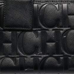مملوكة مسبقًا CH Carolina Herrera Black Monogram Leather Bifold Flap Wallet
