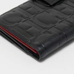 مملوكة مسبقًا CH Carolina Herrera Black Monogram Leather Bifold Flap Wallet