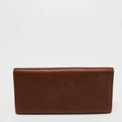 Pre Owned CH Carolina Herrera Brown Leather Continental Flap Wallet
