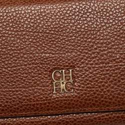 Pre Owned CH Carolina Herrera Brown Leather Continental Flap Wallet