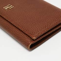 Pre Owned CH Carolina Herrera Brown Leather Continental Flap Wallet