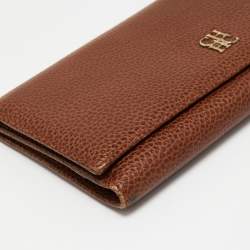 Pre Owned CH Carolina Herrera Brown Leather Continental Flap Wallet