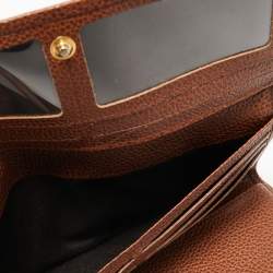 Pre Owned CH Carolina Herrera Brown Leather Continental Flap Wallet