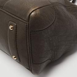 Pre Owned CH Carolina Herrera Dark Grey Monogram Leather Large Boston Bag
