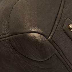 Pre Owned CH Carolina Herrera Dark Grey Monogram Leather Large Boston Bag