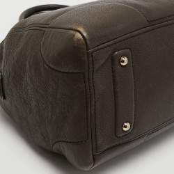 Pre Owned CH Carolina Herrera Dark Grey Monogram Leather Large Boston Bag