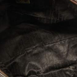 Pre Owned CH Carolina Herrera Dark Grey Monogram Leather Large Boston Bag