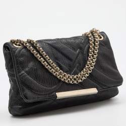 مملوكة مسبقًا CH Carolina Herrera Black Quilted Leather Flap Chain Shoulder Bag