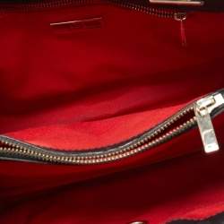 Pre Owned CH Carolina Herrera Black Logo Embossed Leather Chain Tote