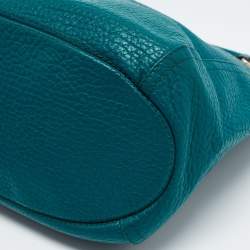 Pre Owned CH Carolina Herrera Green Grained Leather Zip Hobo