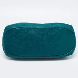 Pre Owned CH Carolina Herrera Green Grained Leather Zip Hobo