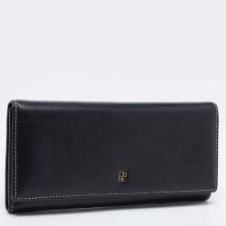 Pre Owned CH Carolina Herrera Black Leather Continental Wallet