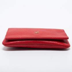 Pre Owned CH Carolina Herrera Red Leather Chain Clutch