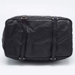 Pre Owned CH Carolina Herrera Black Monogram Embossed Leather Chain Satchel