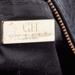 Pre Owned CH Carolina Herrera Black Monogram Embossed Leather Chain Satchel