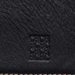 Pre Owned CH Carolina Herrera Black Leather Flap Continental Wallet