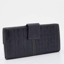 Pre Owned CH Carolina Herrera Black Leather Flap Continental Wallet