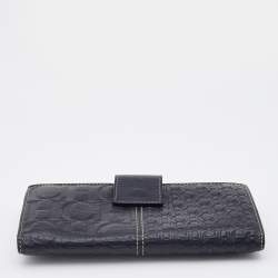 Pre Owned CH Carolina Herrera Black Leather Flap Continental Wallet