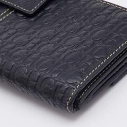 Pre Owned CH Carolina Herrera Black Leather Flap Continental Wallet