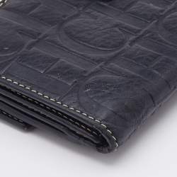 Pre Owned CH Carolina Herrera Black Leather Flap Continental Wallet