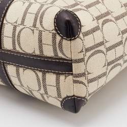 Pre Owned CH Carolina Herrera Beige/Brown Monogram Coated Canvas and Leather Tote