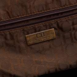 Pre Owned CH Carolina Herrera Beige/Brown Monogram Coated Canvas and Leather Tote