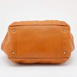 Pre Owned CH Carolina Herrera Brown Monogram Embossed Leather Audrey Tote