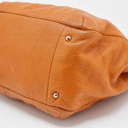 Pre Owned CH Carolina Herrera Brown Monogram Embossed Leather Audrey Tote