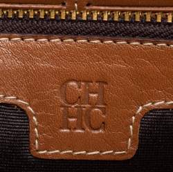 Pre Owned CH Carolina Herrera Brown Leather Zip Around Wallet