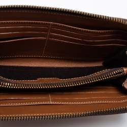 Pre Owned CH Carolina Herrera Brown Leather Zip Around Wallet