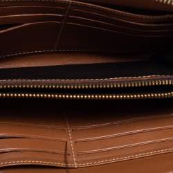 Pre Owned CH Carolina Herrera Brown Leather Zip Around Wallet