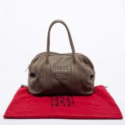 مملوكة مسبقًا CH Carolina Herrera Grey Leather Zip Satchel
