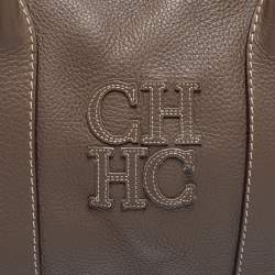 مملوكة مسبقًا CH Carolina Herrera Grey Leather Zip Satchel