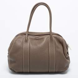 مملوكة مسبقًا CH Carolina Herrera Grey Leather Zip Satchel