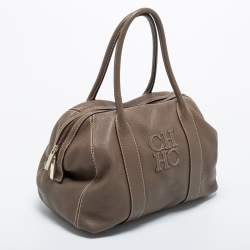 مملوكة مسبقًا CH Carolina Herrera Grey Leather Zip Satchel