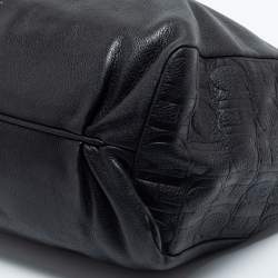 مملوكة مسبقًا CH Carolina Herrera Black Monogram Embossed Leather Chain Tote