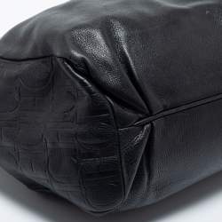 مملوكة مسبقًا CH Carolina Herrera Black Monogram Embossed Leather Chain Tote